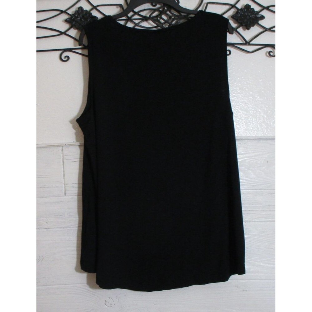 JM Collection Women's Knit Top Size 2X Sleeveless Black Scoop Neck - Picture 2 of 5